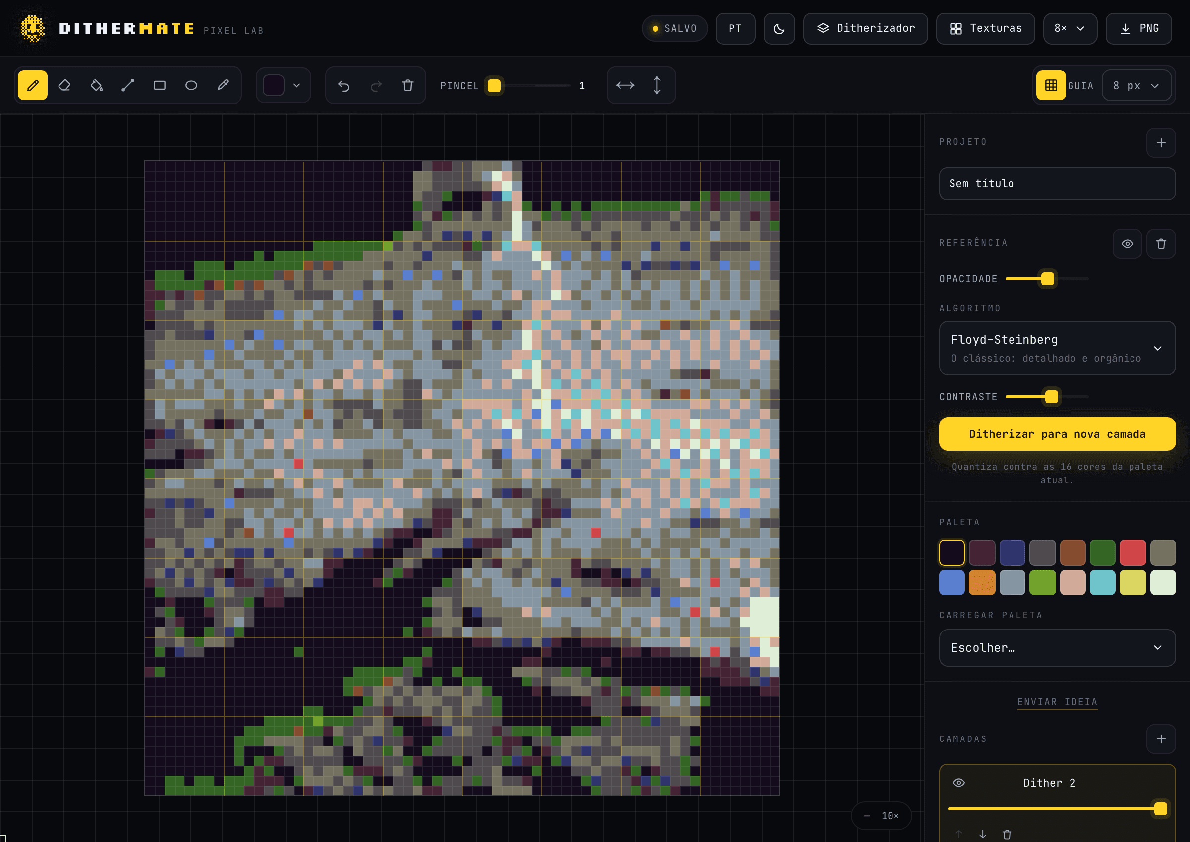 Fotografia de um astronauta convertida em uma camada editável de pixel art.