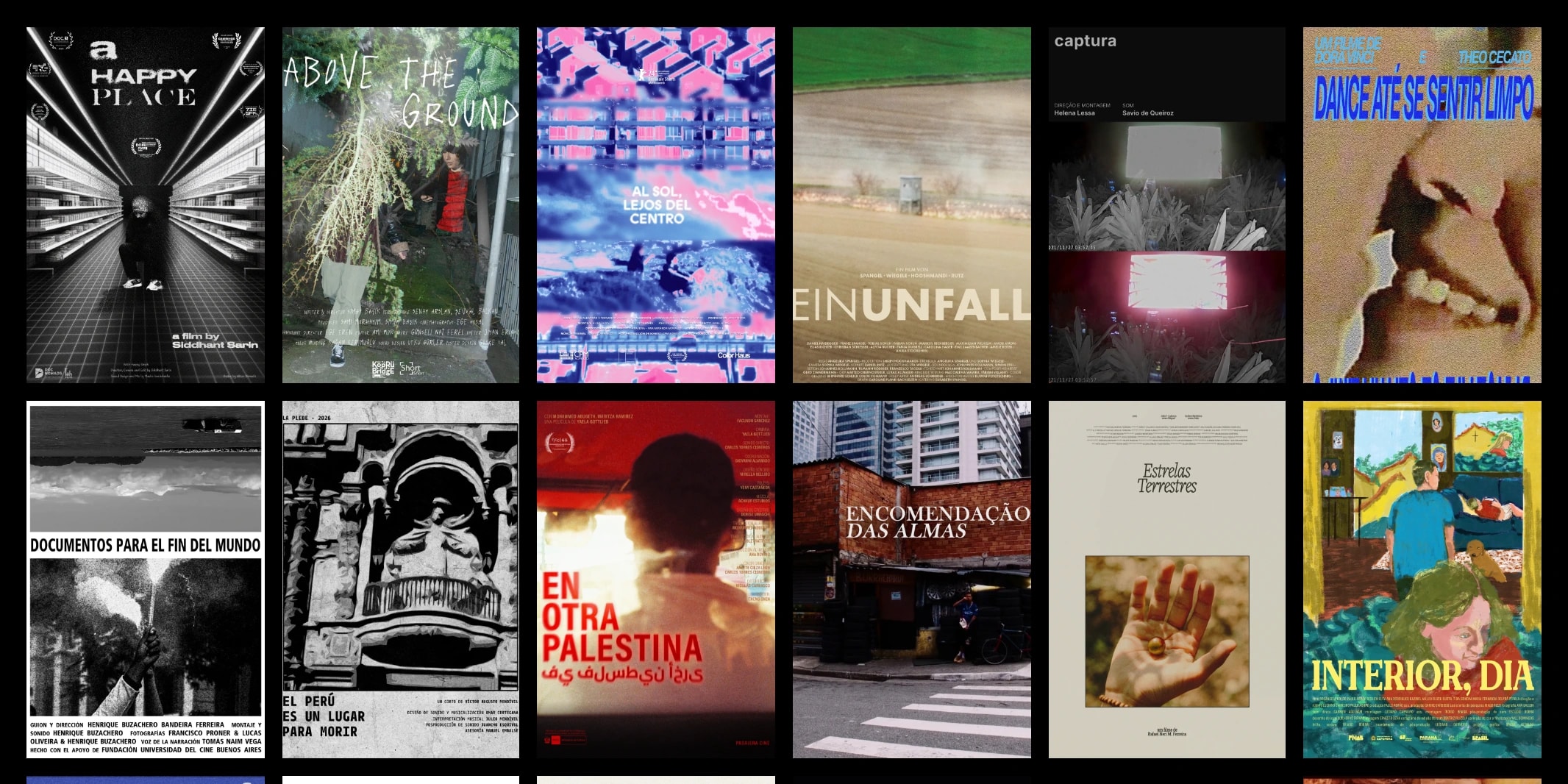 Posters from the International Short Film Competition arranged in a desktop grid.